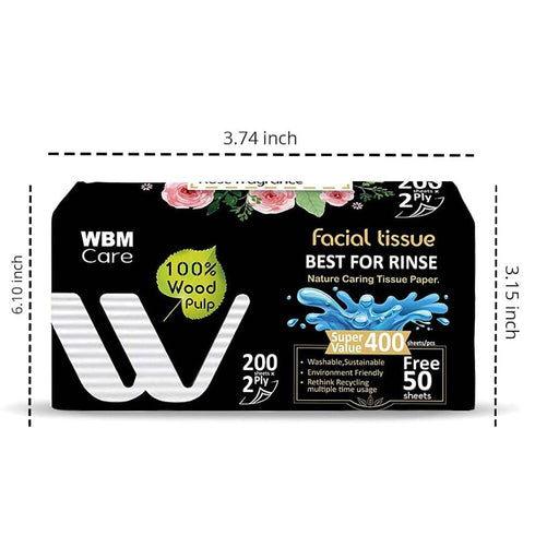 Rose Fragrance Facial Tissues, 2-Ply, 200 Sheets/Box | WBM CARE